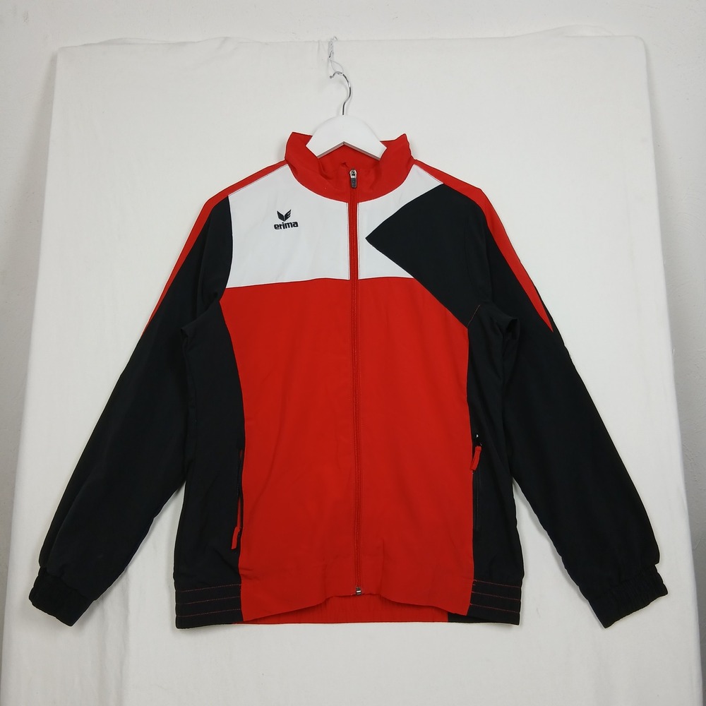 Erima Mens Red Black White Colorblock Full Zip Track Jacket Size XL